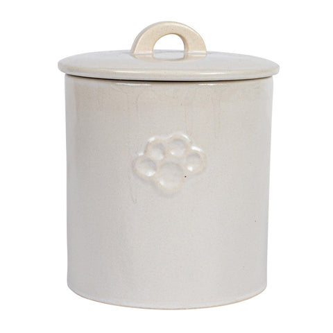 Debossed Stoneware Treat Canister w/ Paw Print