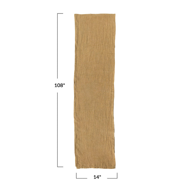 Stonewashed Linen Table Runner - Yellow,