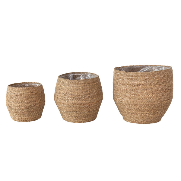 Woven Seagrass Baskets with Lining, 3 Sizes