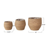 Woven Seagrass Baskets with Lining, 3 Sizes
