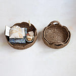 Decorative Braided Bankuan & Rattan Trays w/ Scalloped Edge & Handles, 3 Sizes