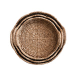 Decorative Braided Bankuan & Rattan Trays w/ Scalloped Edge & Handles, 3 Sizes