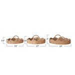 Decorative Braided Bankuan & Rattan Trays w/ Scalloped Edge & Handles, 3 Sizes