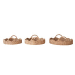 Decorative Braided Bankuan & Rattan Trays w/ Scalloped Edge & Handles, 3 Sizes