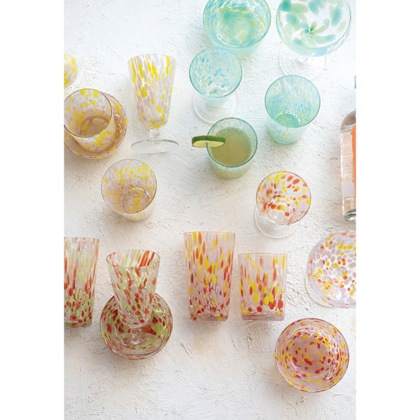 Confetti Drinking Glass, 12 oz, Yellow/White