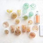 Confetti Drinking Glass, 12 oz, Orange/Yellow