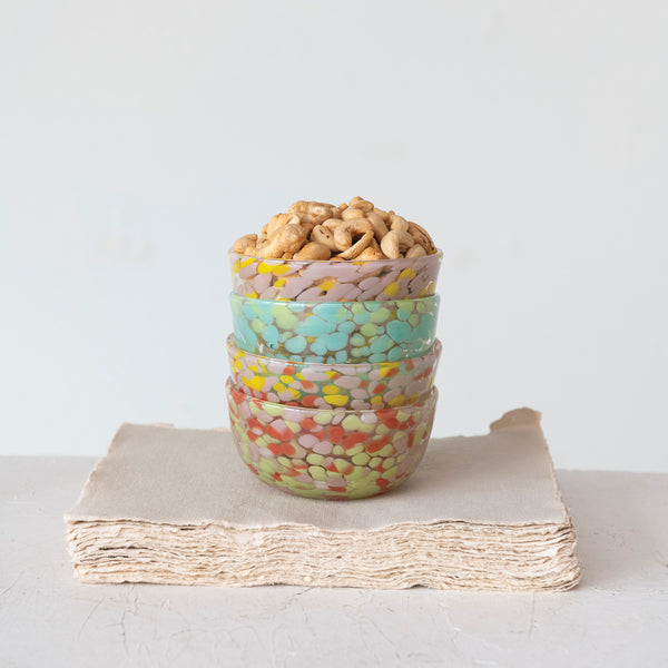Confetti Glass Bowl, Multi Color, 4 Styles