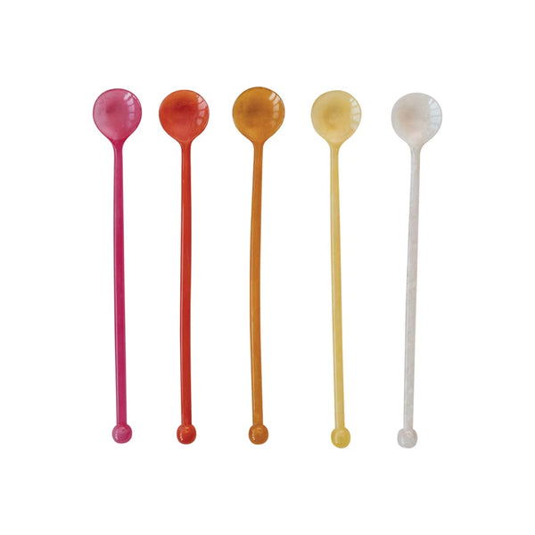 Resin Cocktail Spoons, 5 Colours