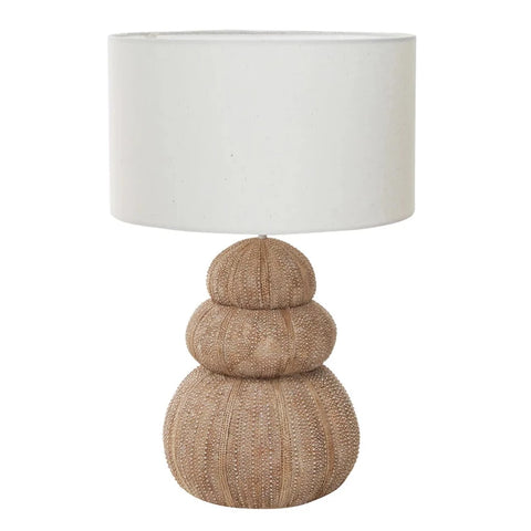 Resin Stacked Sea Urchin Table Lamp w/ Linen Shade