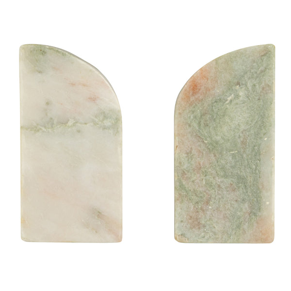 Marble Bookends, Green Melange, Set of 2