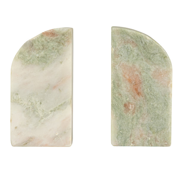 Marble Bookends, Green Melange, Set of 2