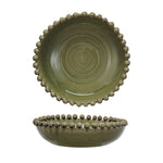 Terra-Cotta Bowl w/Hobnail Edge - Green Glaze, 16.5"Dia