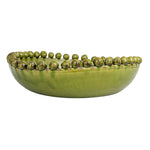 Terra-Cotta Bowl w/Hobnail Edge - Green Glaze, 16.5"Dia