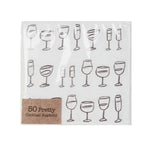 4" Paper Napkins w/ Wine Art, 50pk