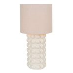 Stoneware Hobnail Table Lamp w/ Linen Shade, White