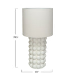 Stoneware Hobnail Table Lamp w/ Linen Shade, White