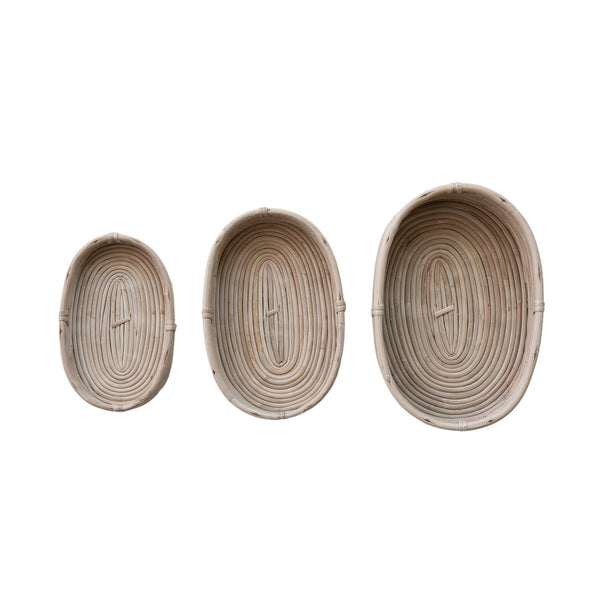 Oval Decorative Hand-Woven Rattan Baskets, 3 Sizes