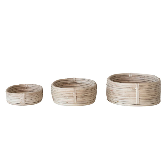 Oval Decorative Hand-Woven Rattan Baskets, 3 Sizes