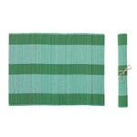 Hand-Woven Bamboo Placemat Set of 4 - Teal/Green