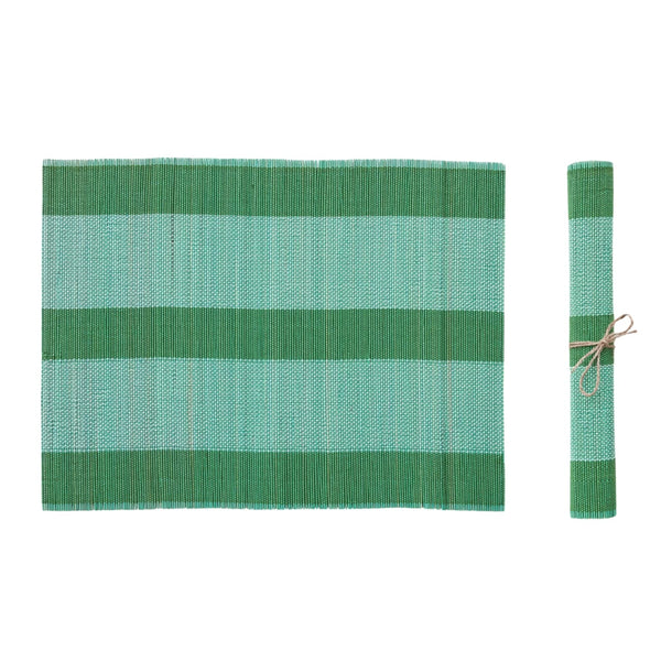 Hand-Woven Bamboo Placemat Set of 4 - Teal/Green