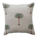 Linen Palm Printed Pillow, 24" x 24"