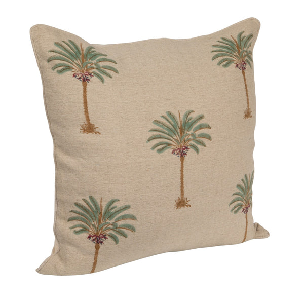 Linen Palm Printed Pillow, 24" x 24"