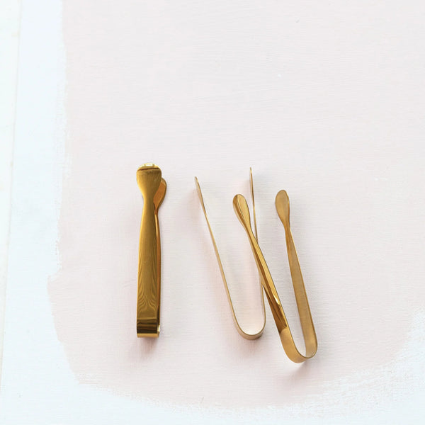 Stainless Steel Ice Tongs, Gold Finish