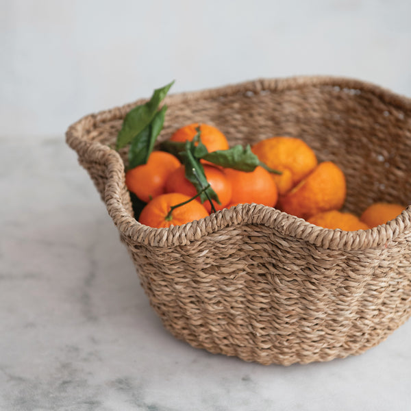 Rattan Ruffled Bowl, 15" Dia