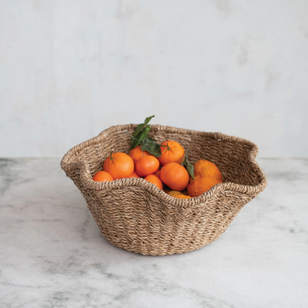 Rattan Ruffled Bowl, 15" Dia