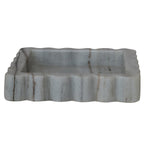 Marble Scalloped Tray, Grey/White Melange