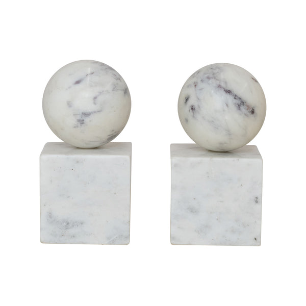 Marble Geometric Bookends, Set of 2