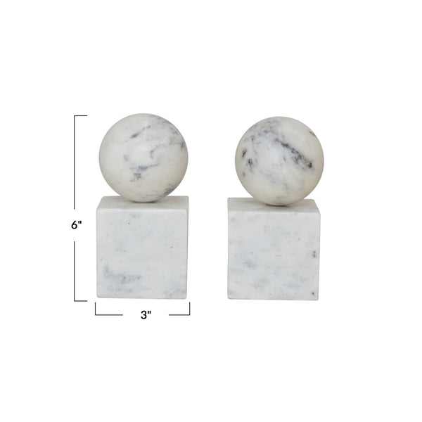 Marble Geometric Bookends, Set of 2
