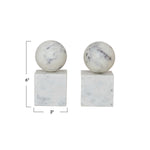 Marble Geometric Bookends, Set of 2
