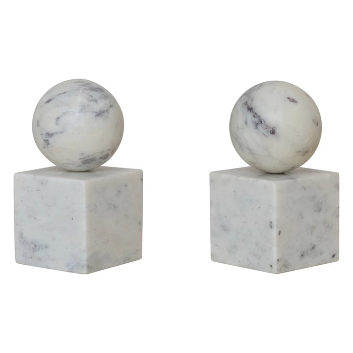 Marble Geometric Bookends, Set of 2