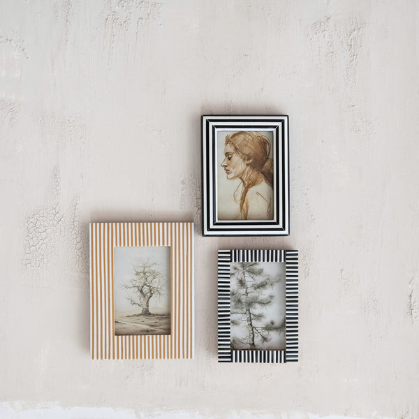 4"x 6" Ribbed Photo Frame, Black/White