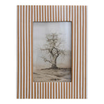 4"x 6" Resin Striped Photo Frame, White/Caramel