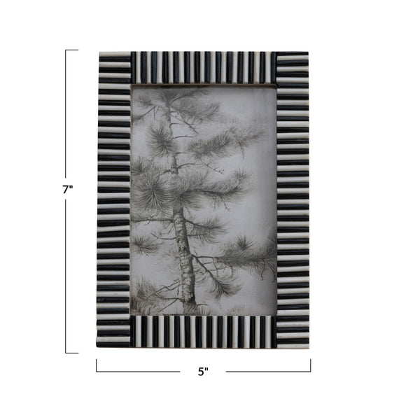 4"x 6" Ribbed Photo Frame, Black/White