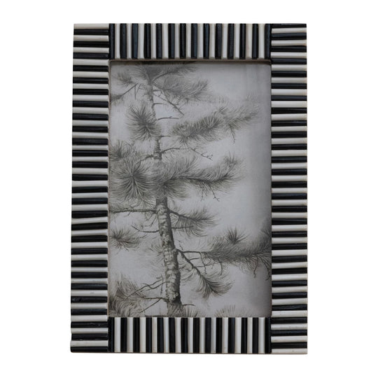 4"x 6" Ribbed Photo Frame, Black/White