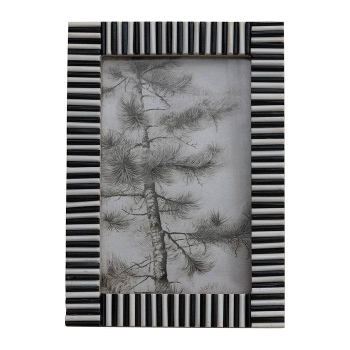 4"x 6" Ribbed Photo Frame, Black/White