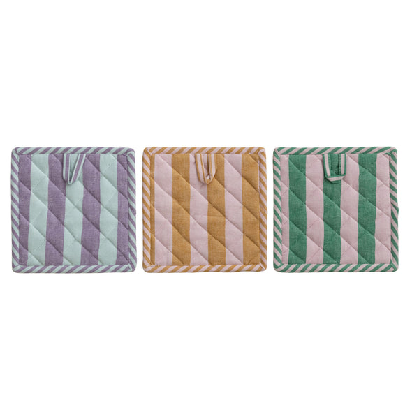 Woven Cotton Striped Pot Holder, 3 Colours, Sold Separately