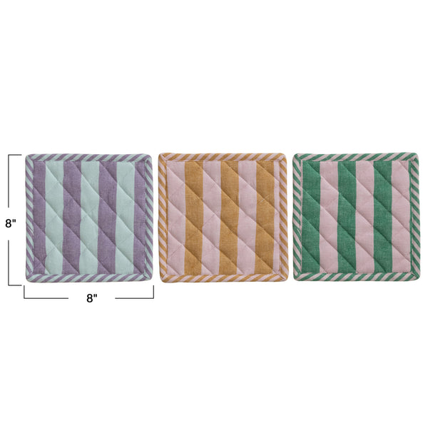 Woven Cotton Striped Pot Holder, 3 Colours, Sold Separately
