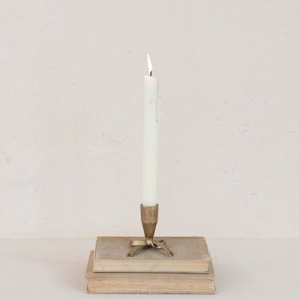 Iron Bow Shaped Taper Holder, Antique Gold Finish