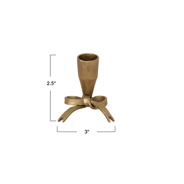 Iron Bow Shaped Taper Holder, Antique Gold Finish