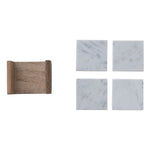 Marble Coasters with Mango Wood Holder