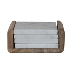 Marble Coasters with Mango Wood Holder