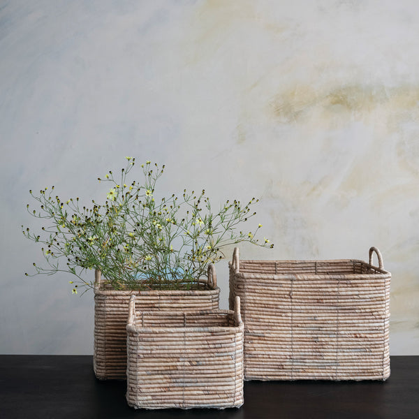 Hand-Woven Water Hyacinth Nesting Baskets, 3 Sizes