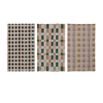 Cotton Blend Waffle Weave Tea Towel with Check/Plaid Pattern, 3 Styles
