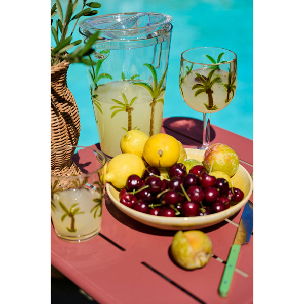 Acrylic Stemmed Wine Glass with Palm Trees, 16 oz.