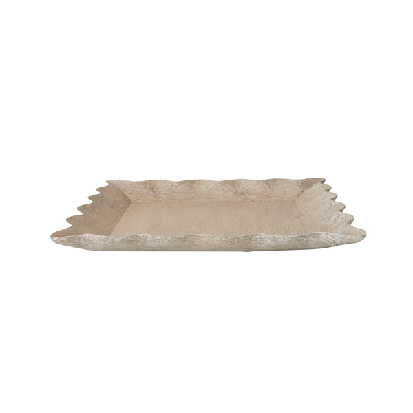 Mango Wood Scalloped Tray, 21.75"Dia