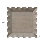 Mango Wood Scalloped Tray, 21.75"Dia